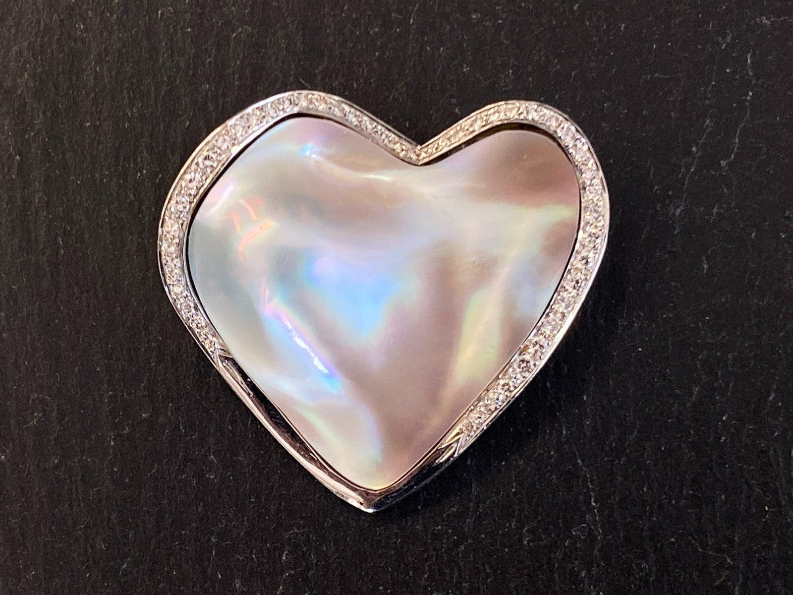 5200,- Nina grosse Brosche Anhänger Mabeperle Weissgold 18K Diamanten 0,6ct