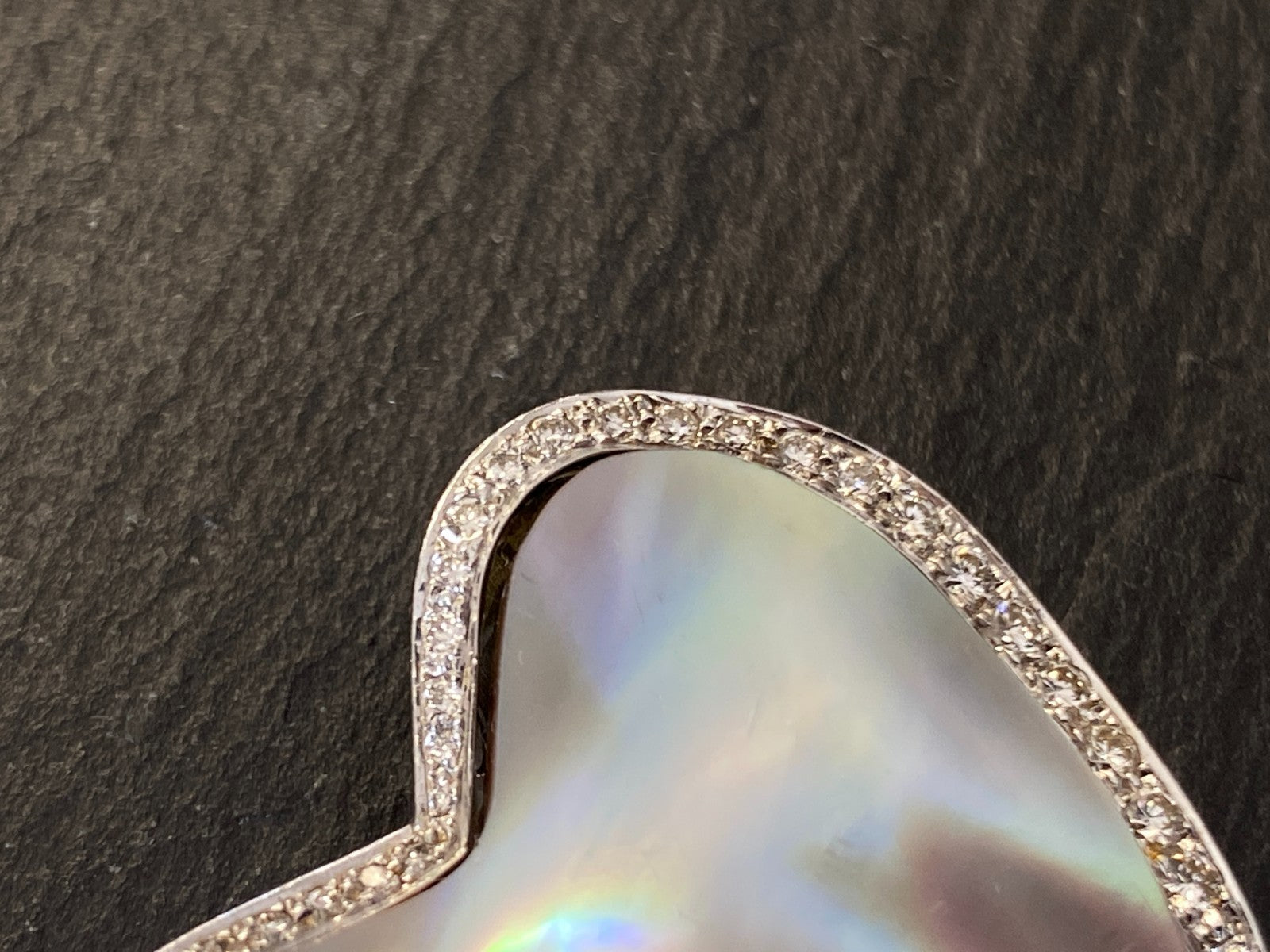 5200,- Nina grosse Brosche Anhänger Mabeperle Weissgold 18K Diamanten 0,6ct