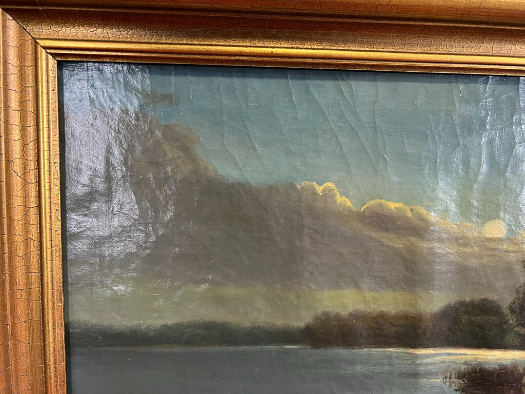 Ölgemälde Landschaft bei Nacht Gemälde von Christian Berthelsen (1839-1909)