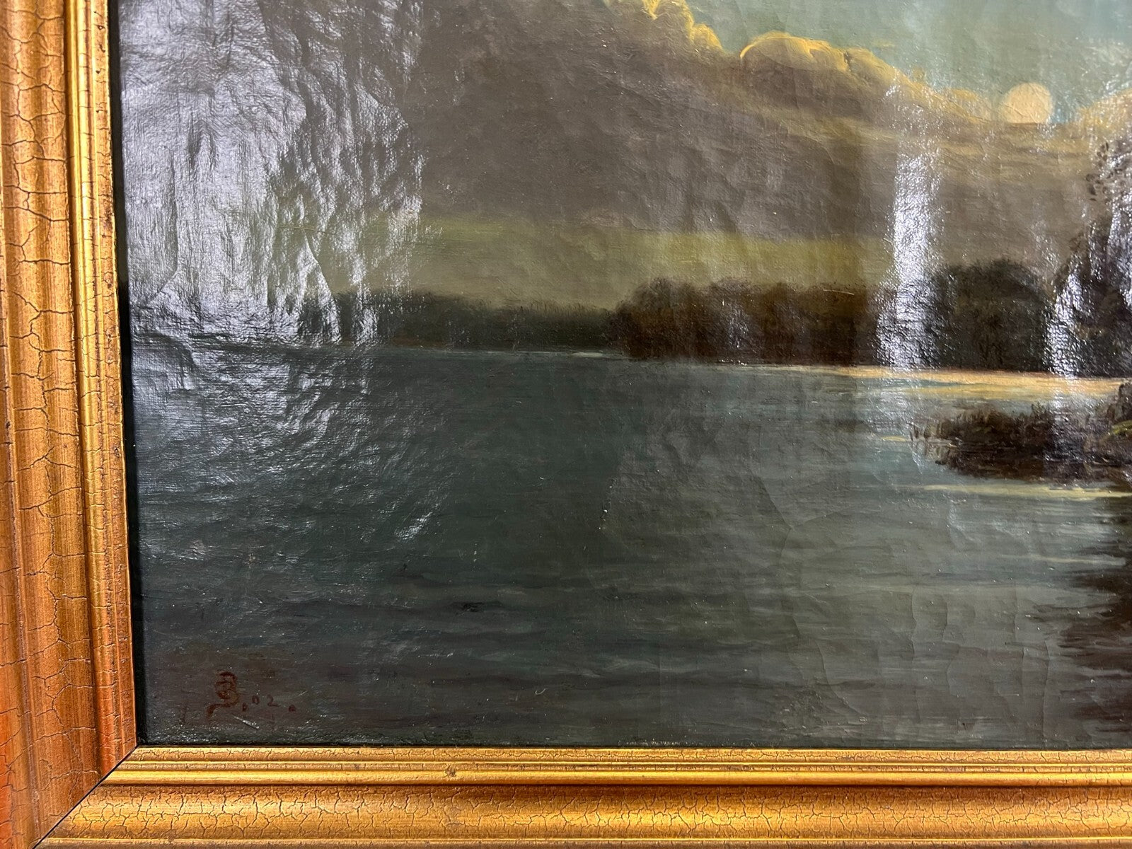 Ölgemälde Landschaft bei Nacht Gemälde von Christian Berthelsen (1839-1909)
