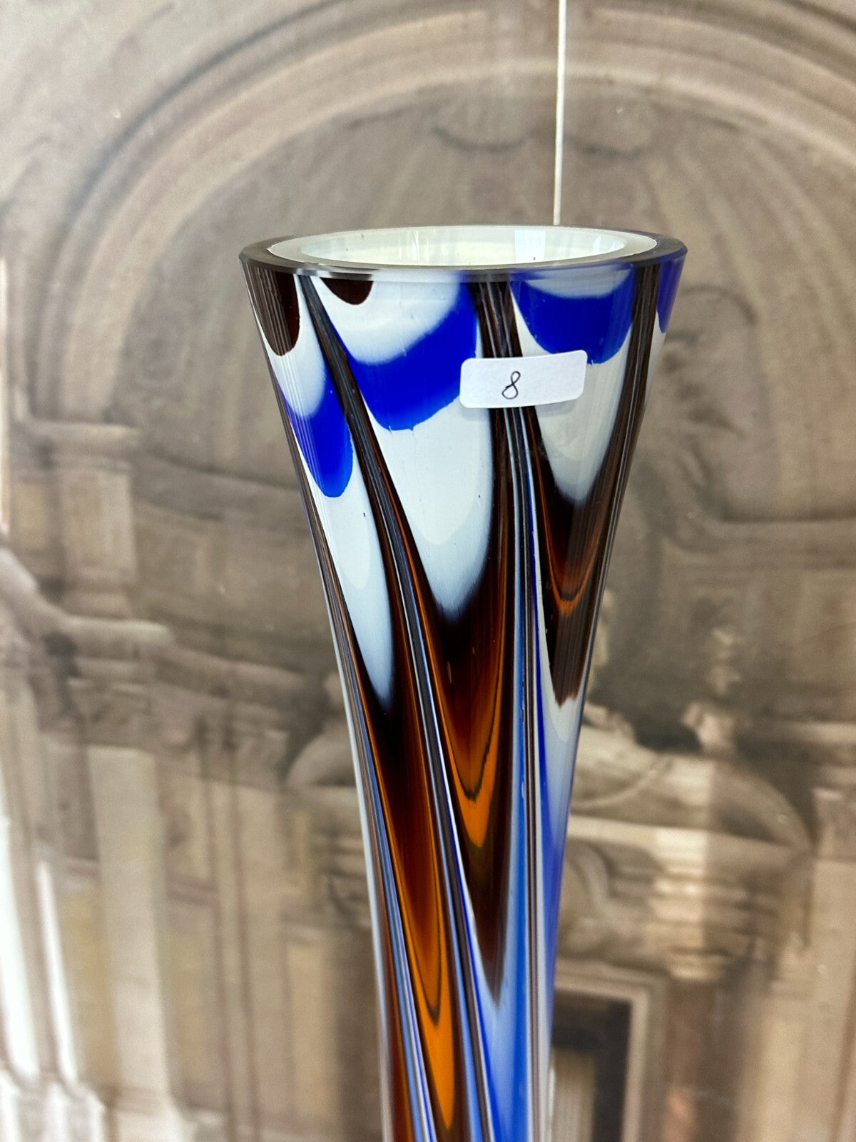 Vintage Bodenvase grosse Vase aus Glas Lollipop Space Age Schott Zwiesel 81x25cm
