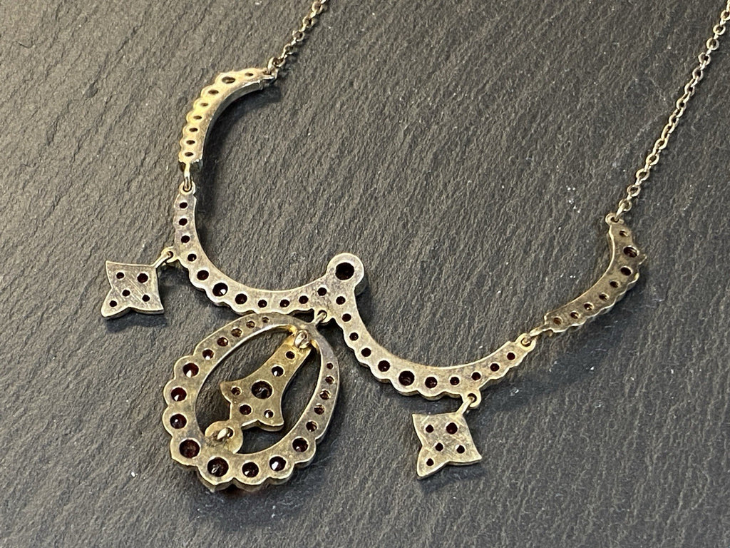 Trachtenkette Halskette Kette 1910 Granat 900 Silber