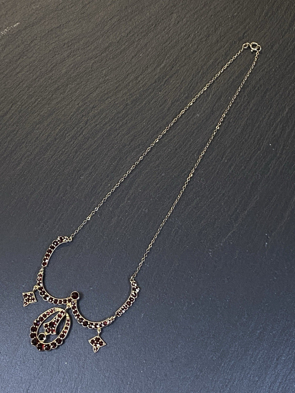 Trachtenkette Halskette Kette 1910 Granat 900 Silber