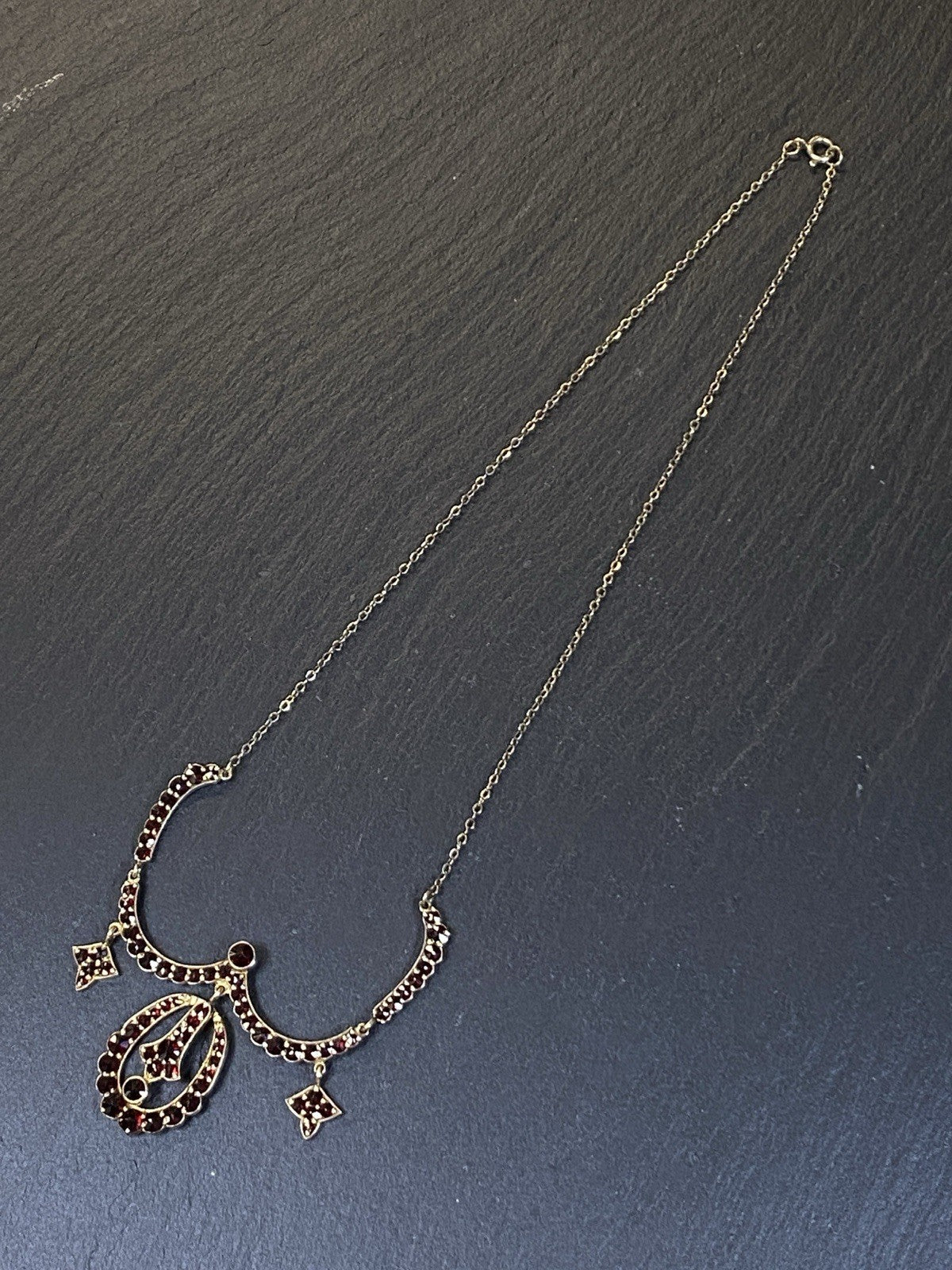 Trachtenkette Halskette Kette 1910 Granat 900 Silber