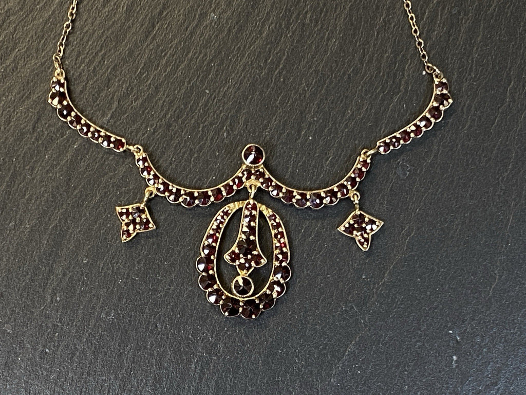 Trachtenkette Halskette Kette 1910 Granat 900 Silber