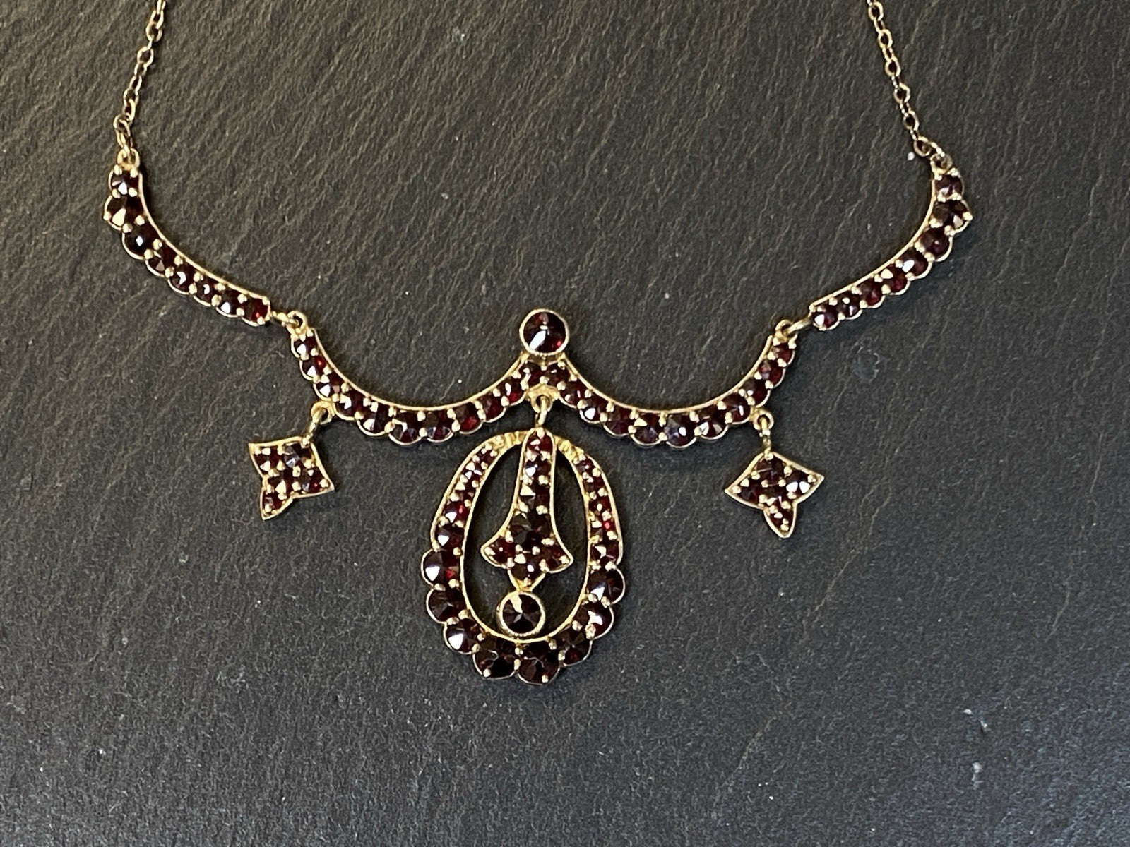 Trachtenkette Halskette Kette 1910 Granat 900 Silber