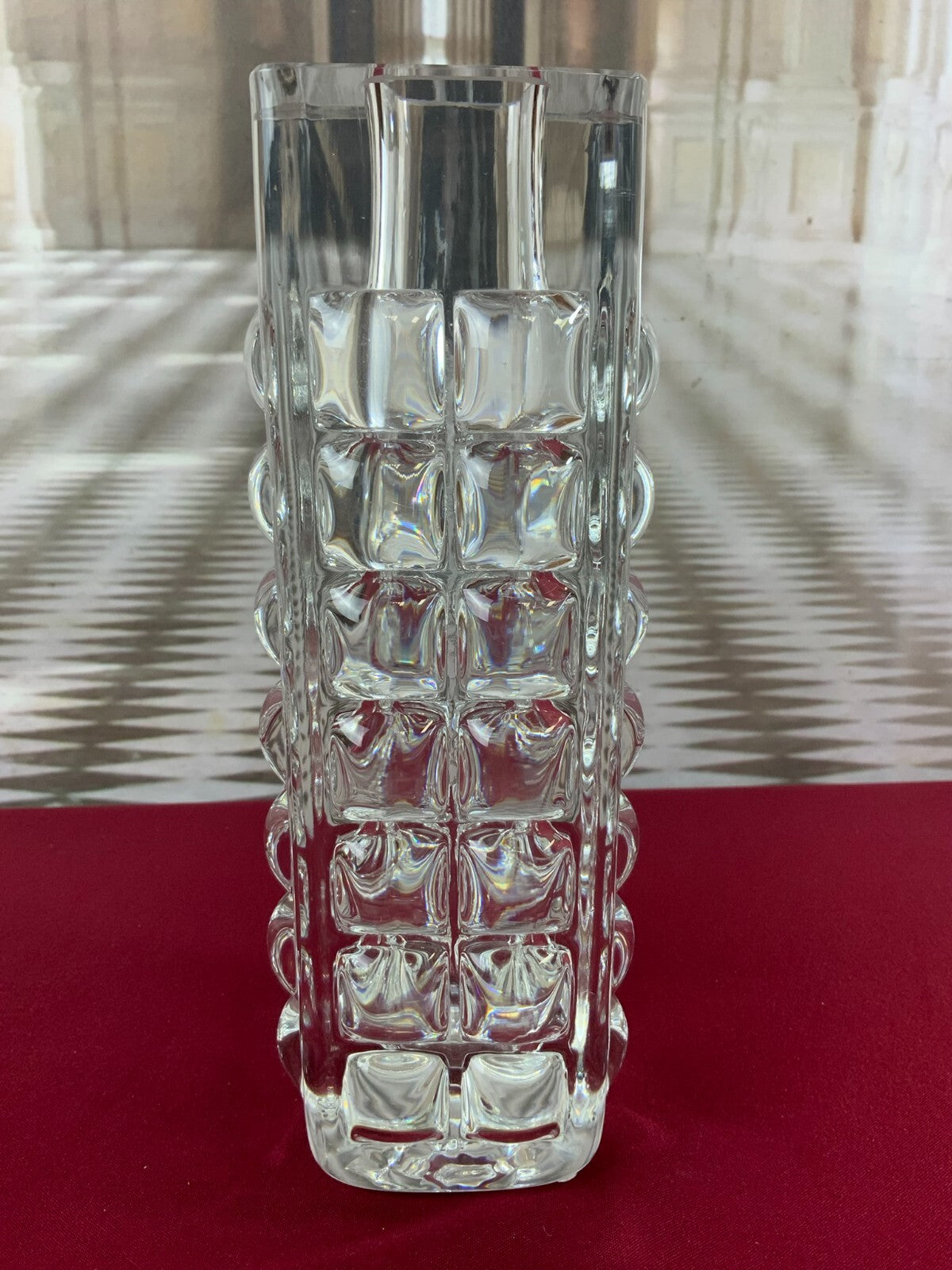Massive Vase aus Glas Ichendorf Blockvase 5kg 29cm hoch Noppen Op Art