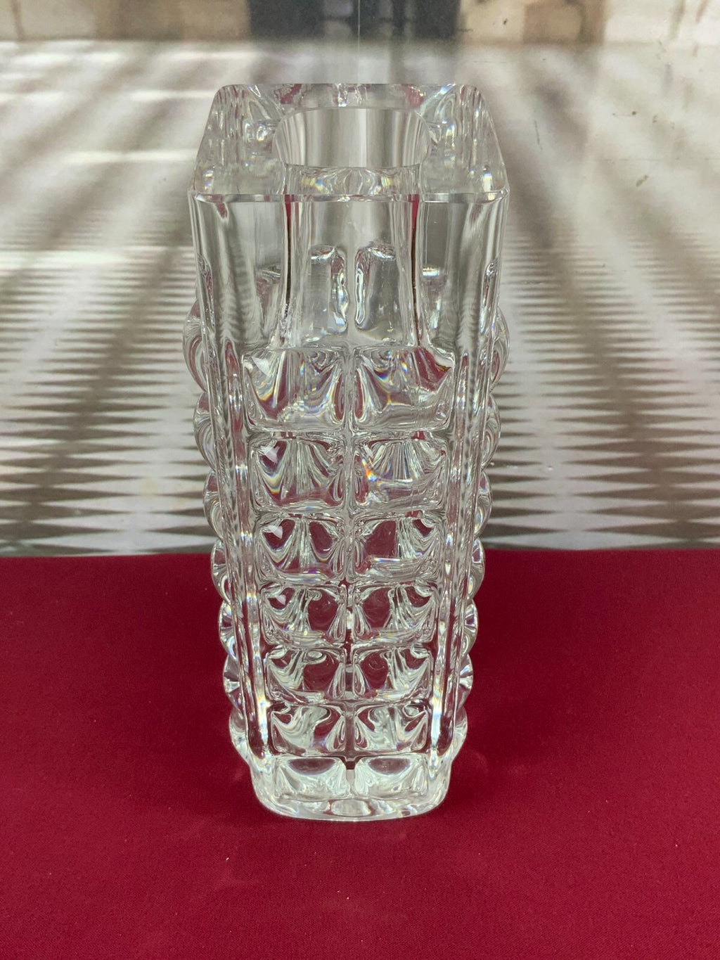 MASSIVE VASE AUS GLAS ICHENDORF BLOCKVASE 5kg 29cm HOCH NOPPEN OP ART