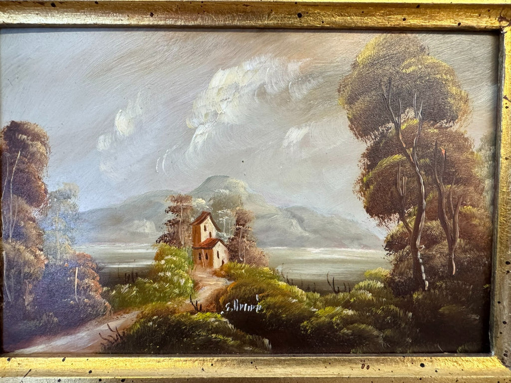 Ölgemälde Romatische Landschaft signiert Gemälde gerahmt
