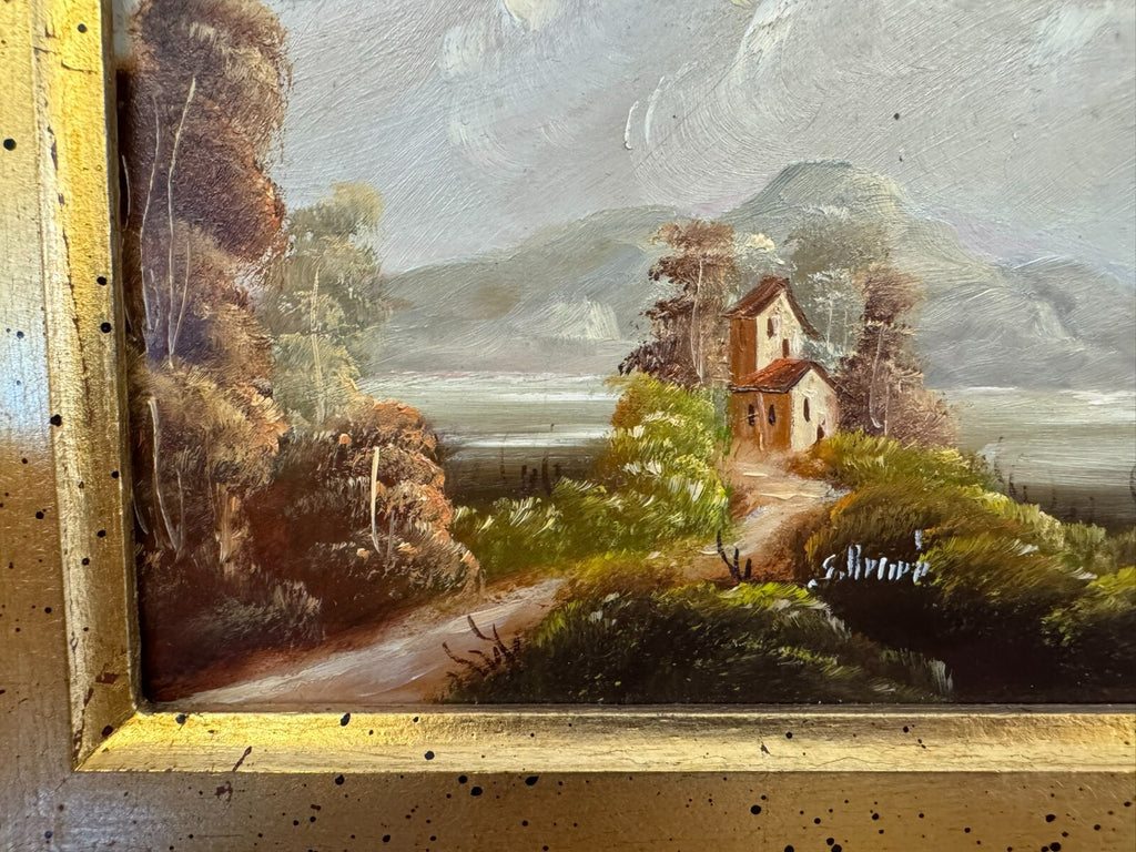 Ölgemälde Romatische Landschaft signiert Gemälde gerahmt
