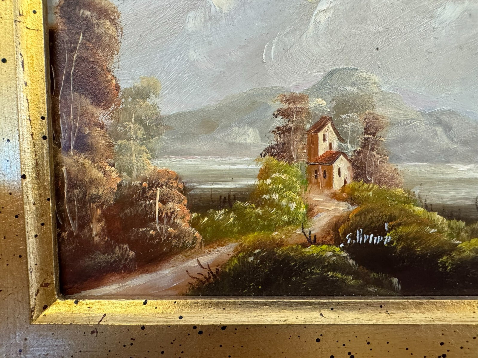 Ölgemälde Romatische Landschaft signiert Gemälde gerahmt