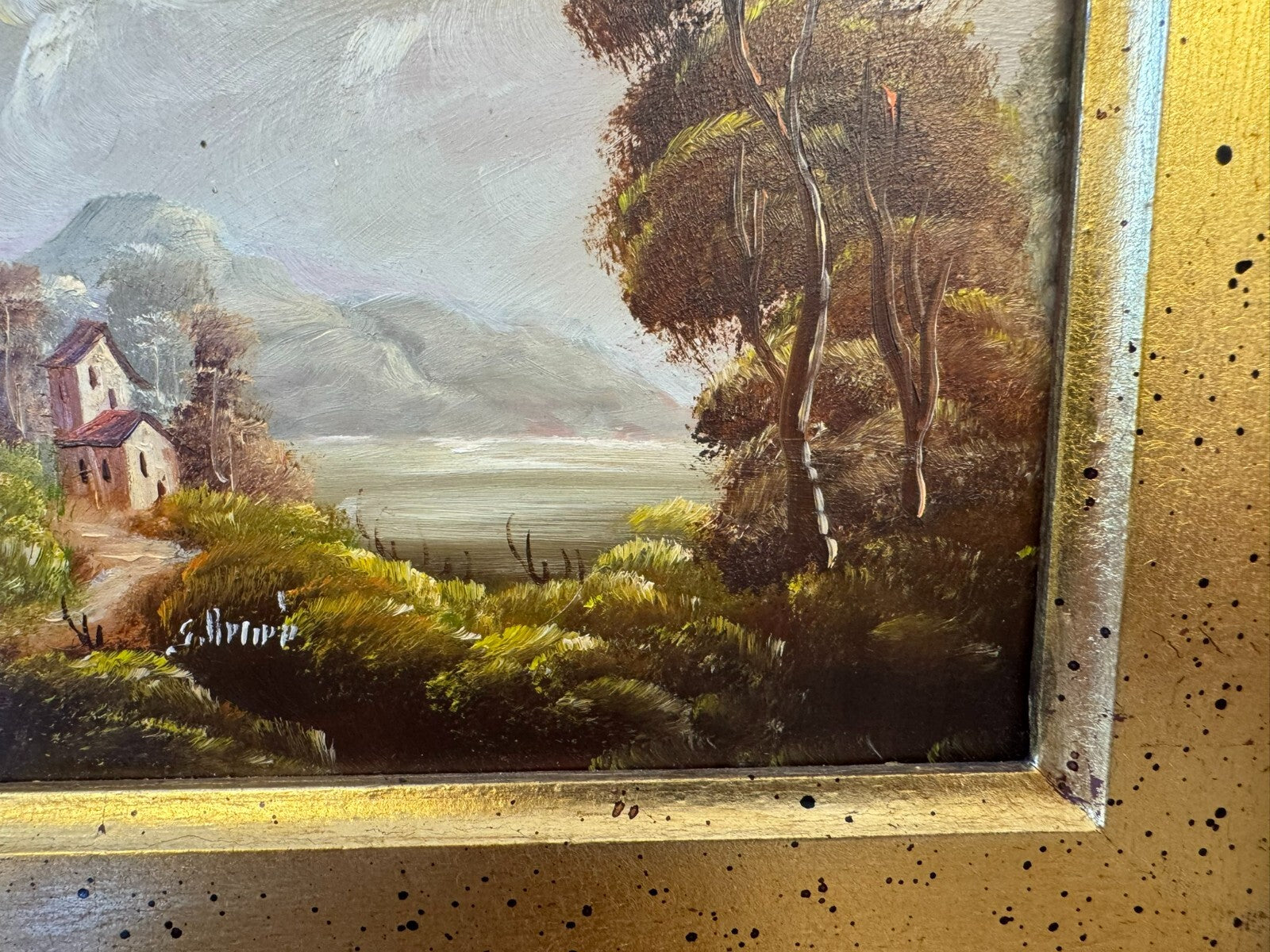 Ölgemälde Romatische Landschaft signiert Gemälde gerahmt