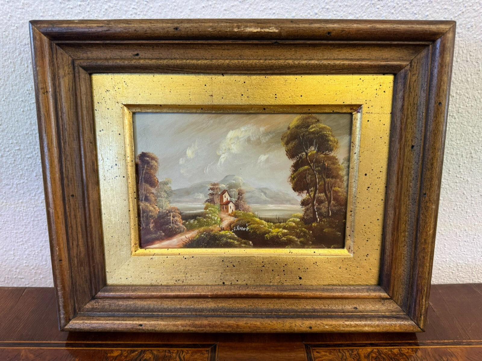 ÖLGEMÄLDE ROMATISCHE LANDSCHAFT SIGNIERT GEMÄLDE GERAHMT