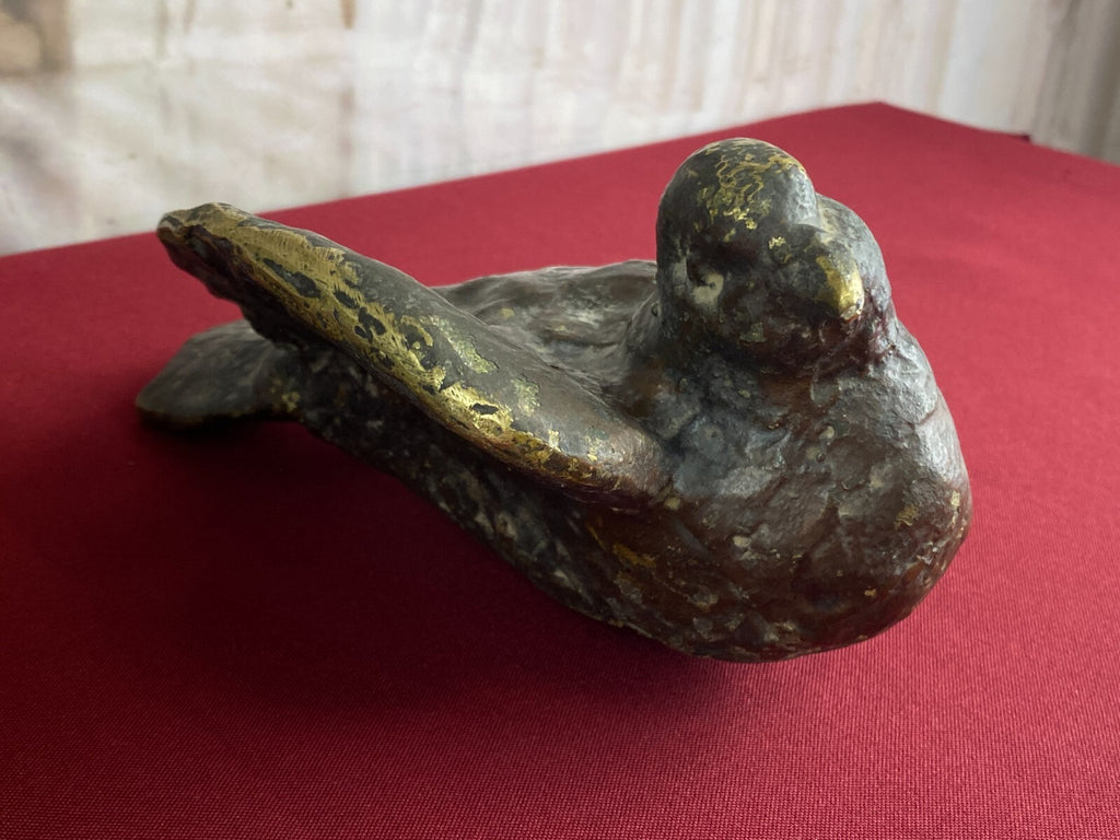 Paar antike Bronze Figuren Tauben Neapel um 1890 Skulpturen für das Ehebett