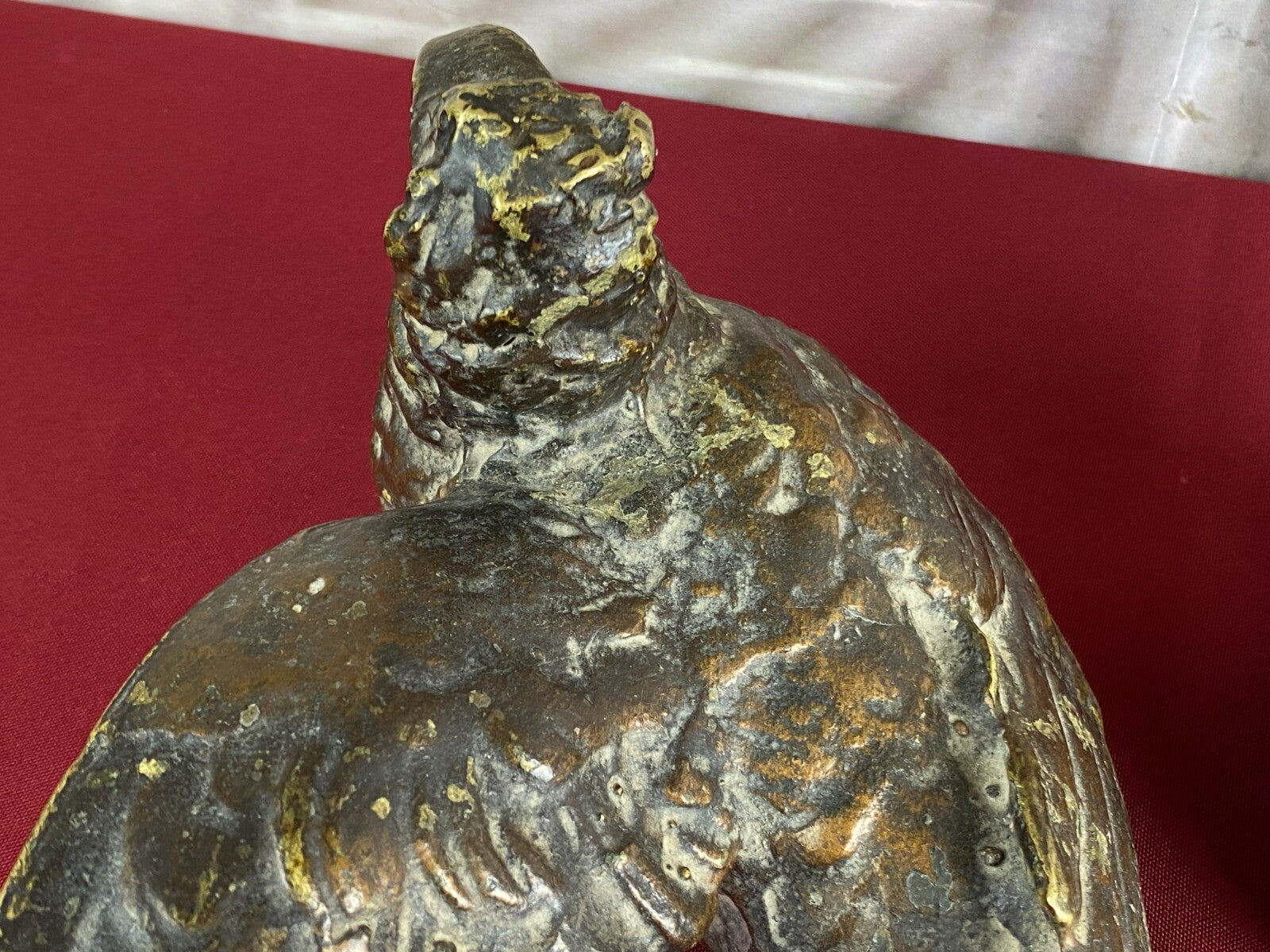 Paar antike Bronze Figuren Tauben Neapel um 1890 Skulpturen für das Ehebett