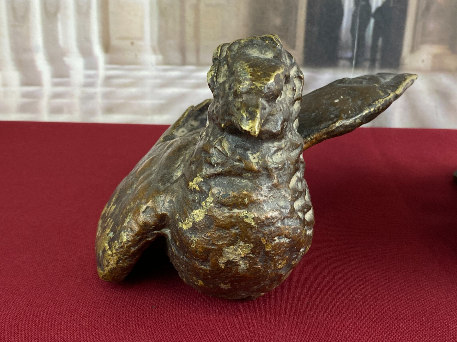 Paar antike Bronze Figuren Tauben Neapel um 1890 Skulpturen für das Ehebett