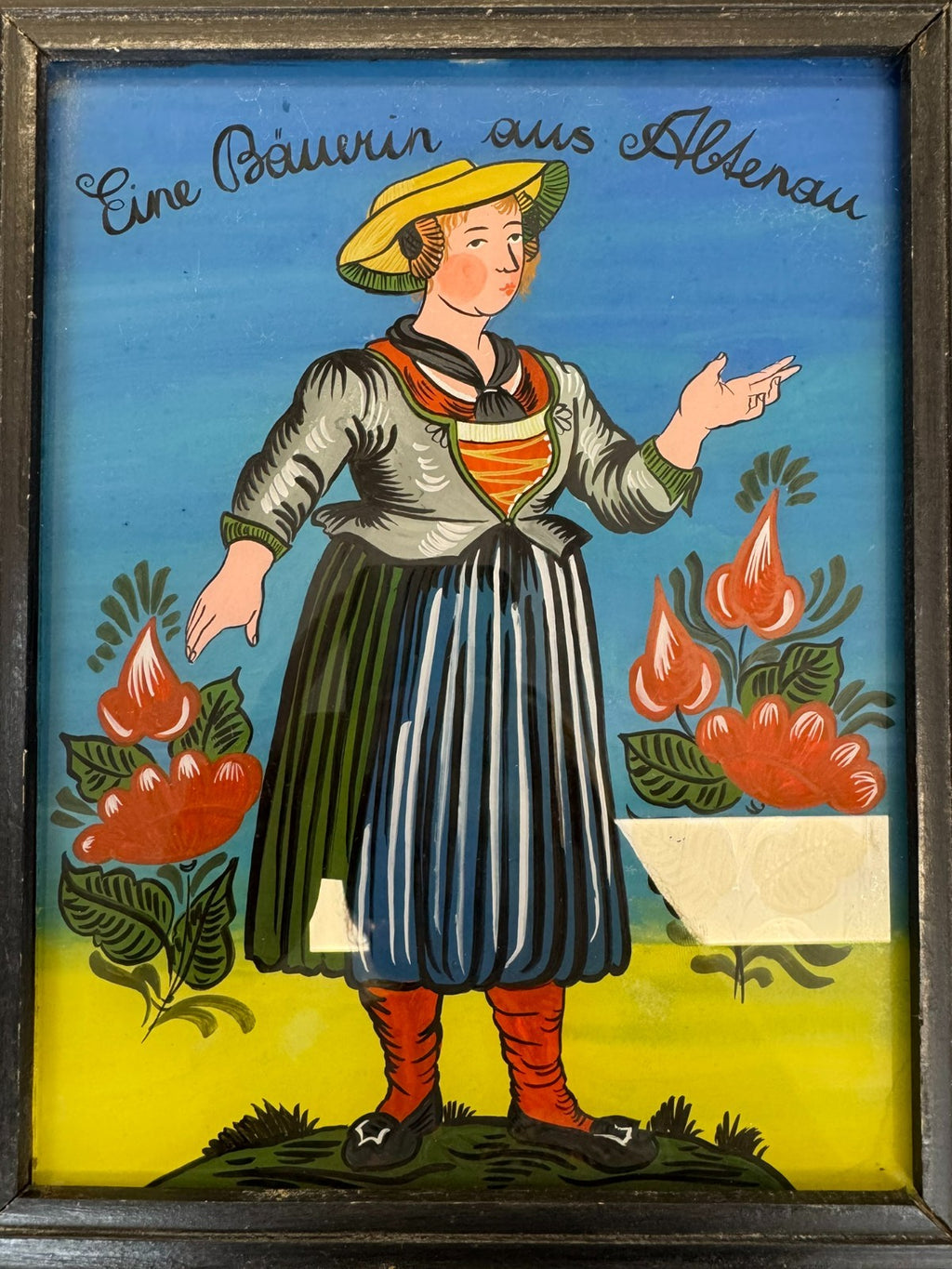 Hinterglasmalerei Portrait Bäuerin aus Altenau Frau