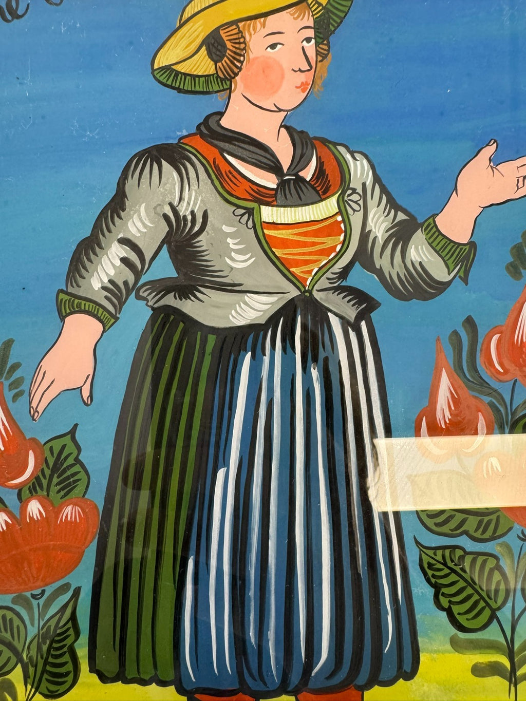 Hinterglasmalerei Portrait Bäuerin aus Altenau Frau