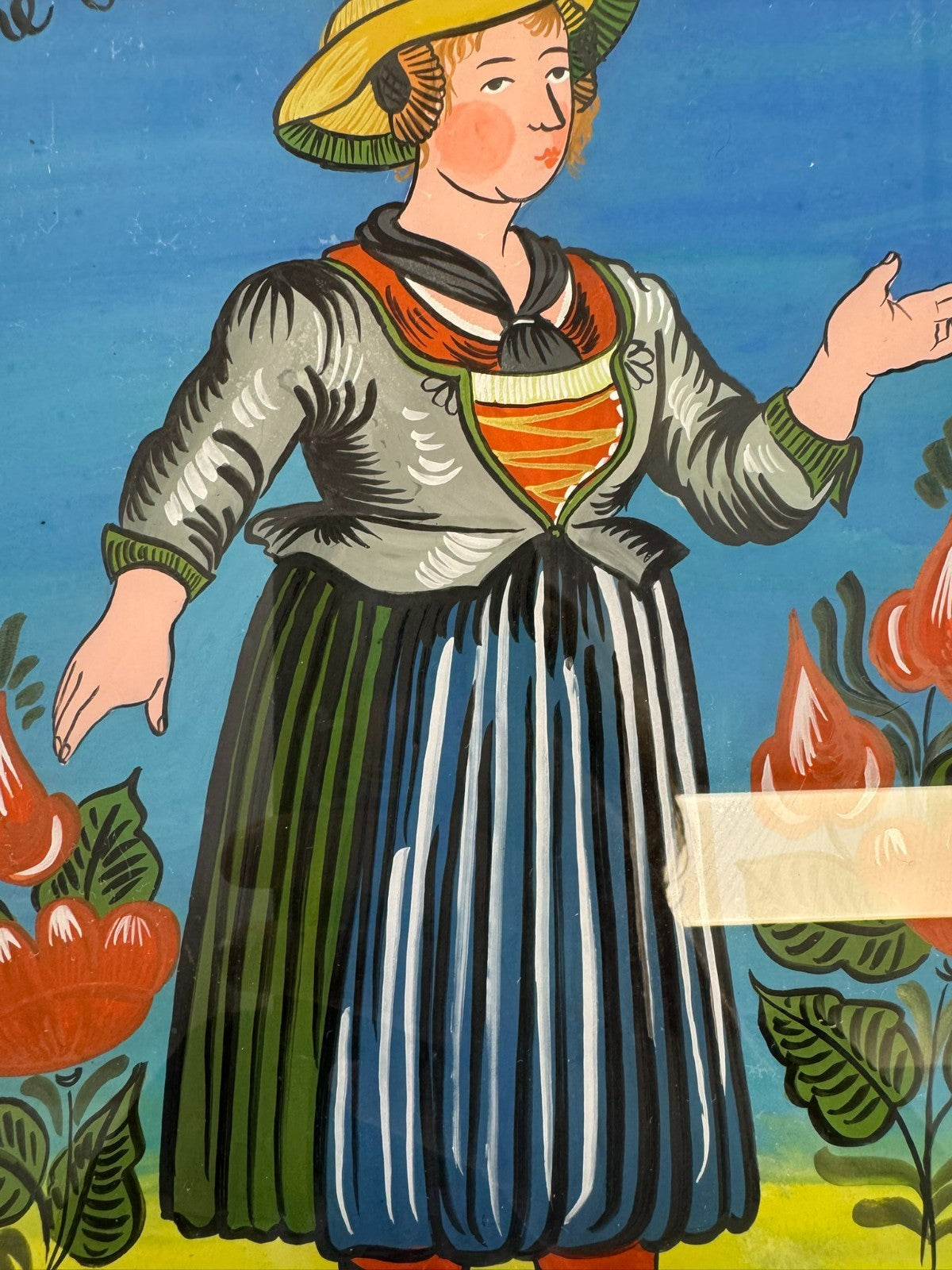 Hinterglasmalerei Portrait Bäuerin aus Altenau Frau