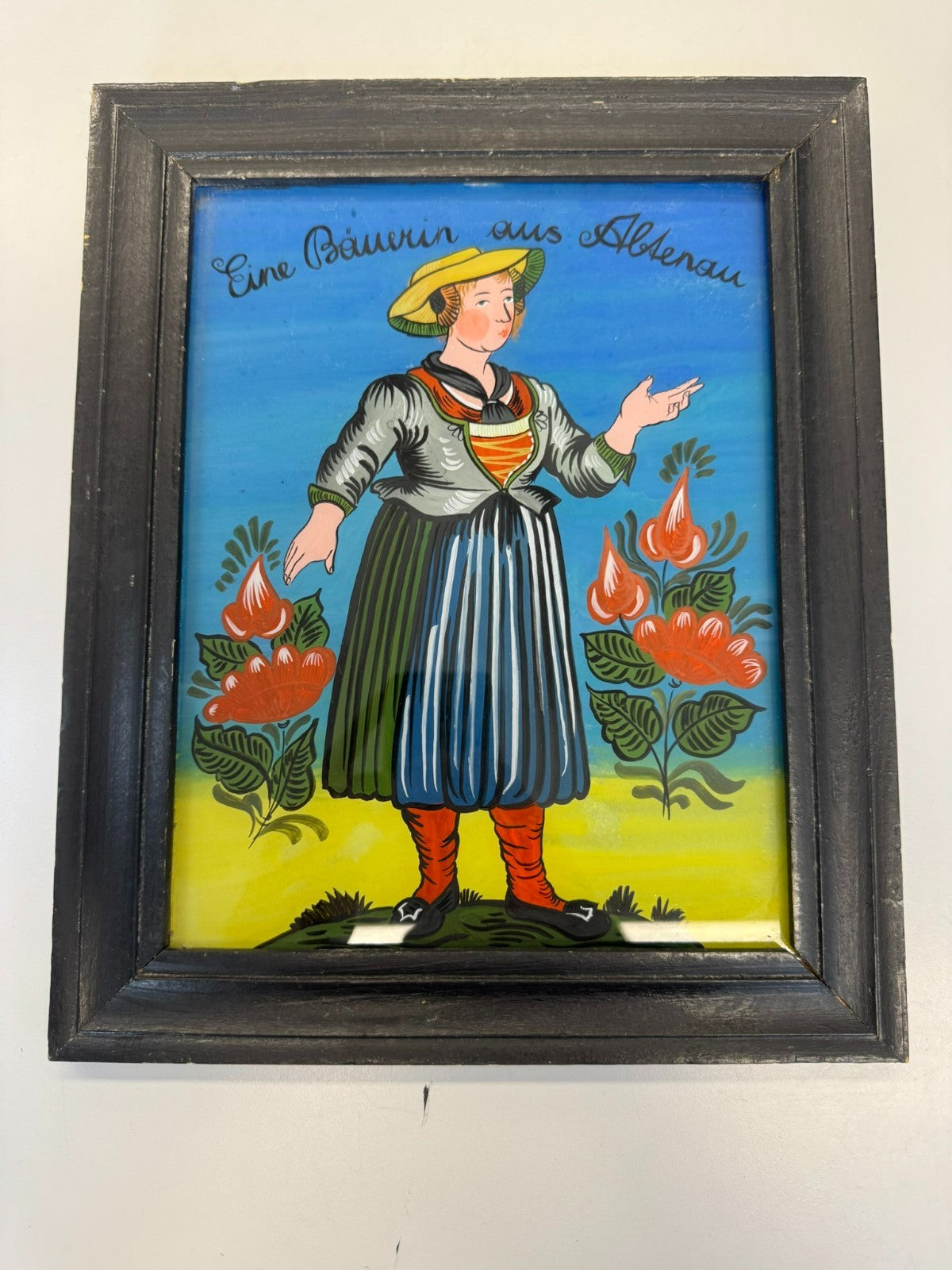 HINTERGLASMALEREI PORTRAIT BÄUERIN AUS ALTENAU FRAU