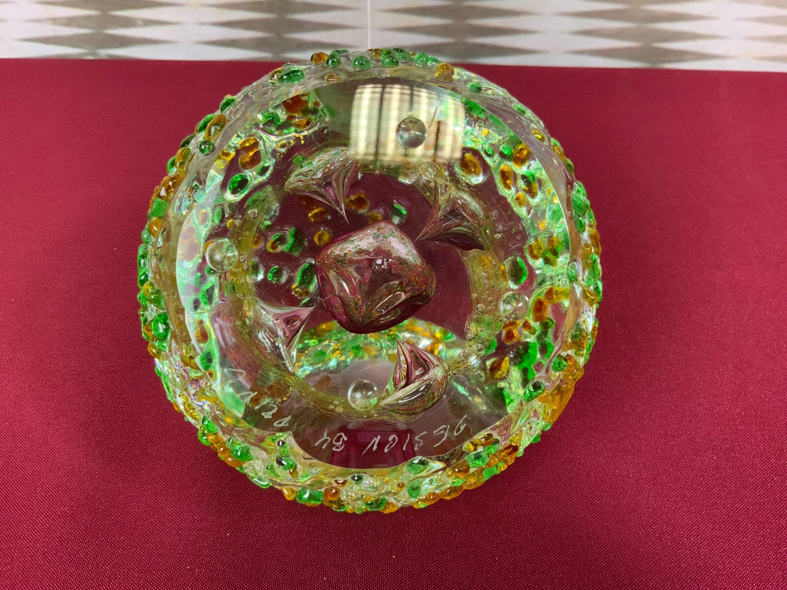 Massive Glaskugel Kugel Design by Princ Künstlerglas 14cm hoch 3,6kg