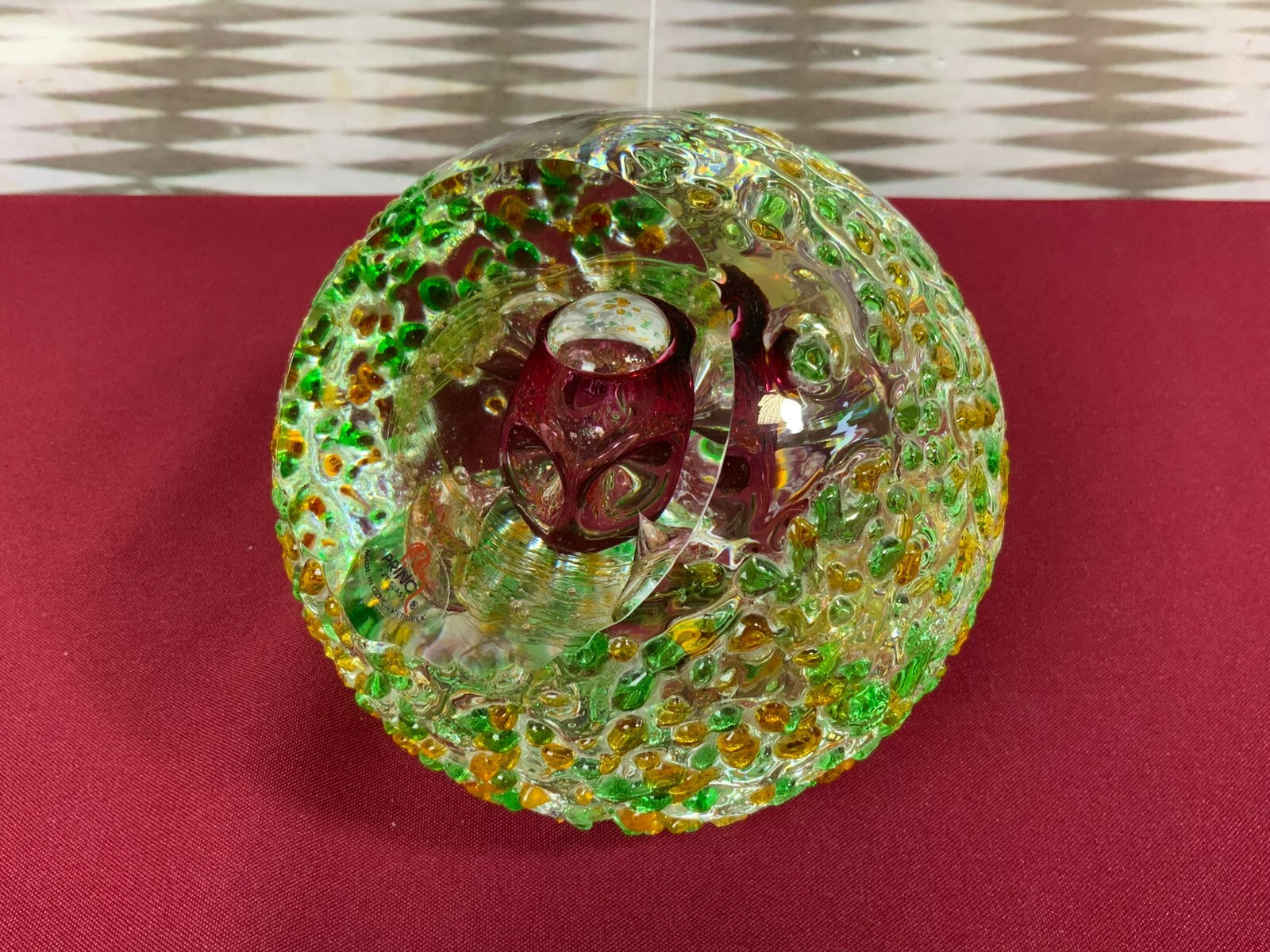 MASSIVE GLASKUGEL KUGEL DESIGN BY PRINC KÜNSTLERGLAS 14cm HOCH 3,6kg