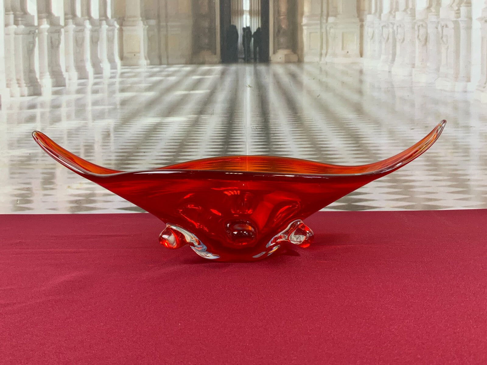 Grosse Schale aus Glas Mundgeblasen Künstlerglas 47x21cm 2,4kg
