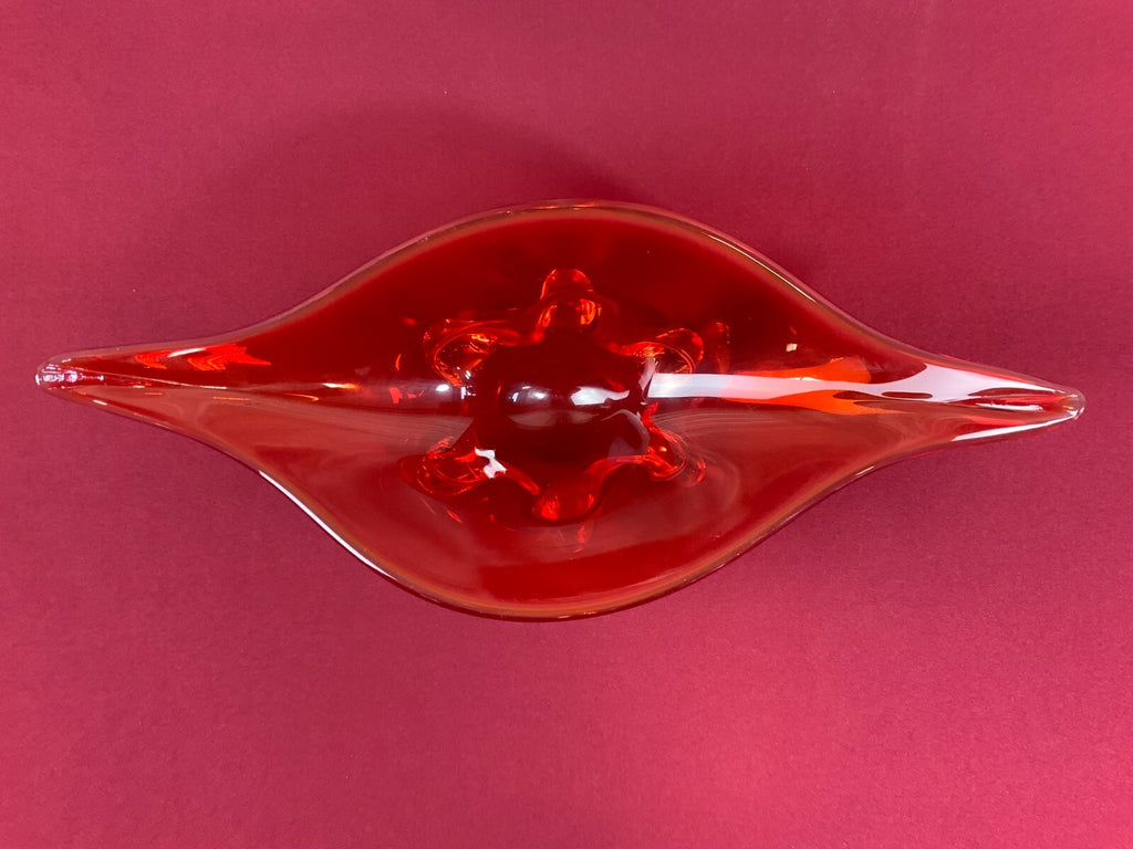 Grosse Schale aus Glas Mundgeblasen Künstlerglas 47x21cm 2,4kg