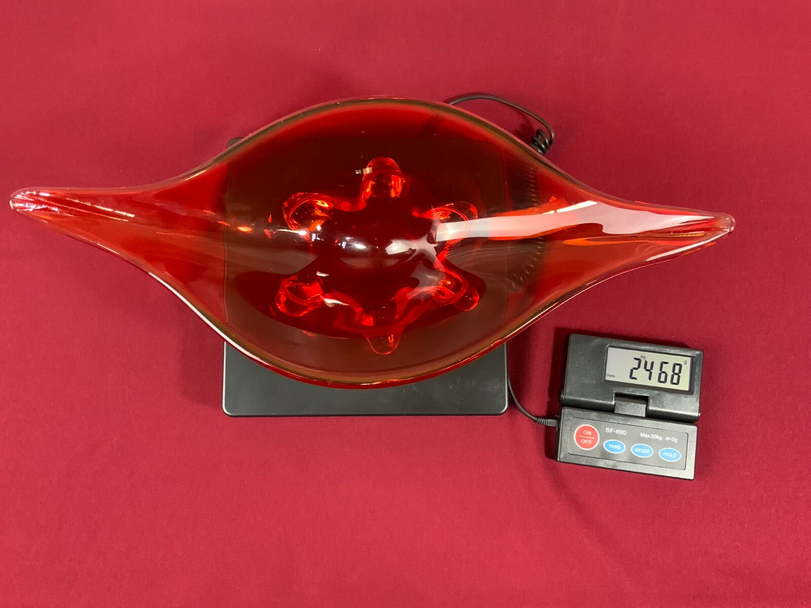 Grosse Schale aus Glas Mundgeblasen Künstlerglas 47x21cm 2,4kg