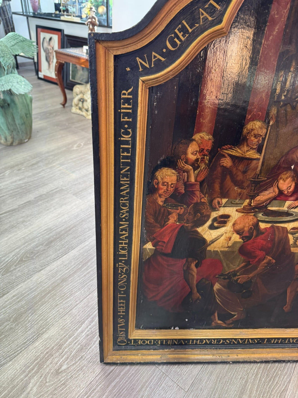 Gotisches Gemälde Altartafel 16 tes Jhdt das Letzte Abendmahl Gotik Öl auf Holz