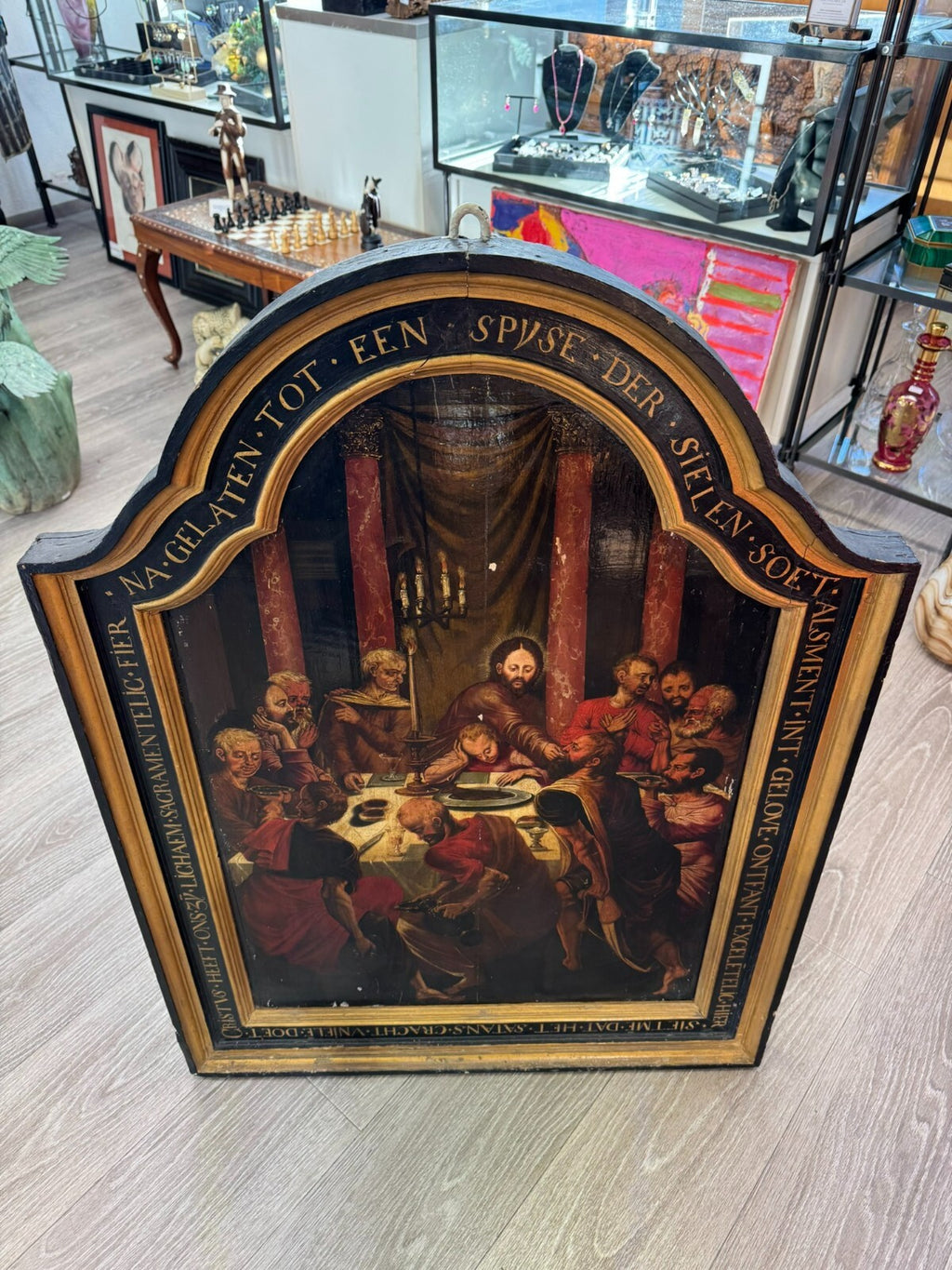 Gotisches Gemälde Altartafel 16 tes Jhdt das Letzte Abendmahl Gotik Öl auf Holz