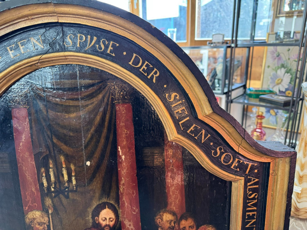 Gotisches Gemälde Altartafel 16 tes Jhdt das Letzte Abendmahl Gotik Öl auf Holz