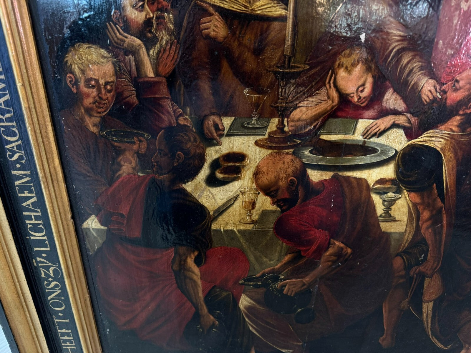 Gotisches Gemälde Altartafel 16 tes Jhdt das Letzte Abendmahl Gotik Öl auf Holz