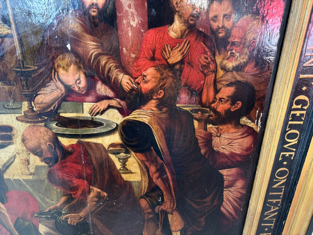 Gotisches Gemälde Altartafel 16 tes Jhdt das Letzte Abendmahl Gotik Öl auf Holz