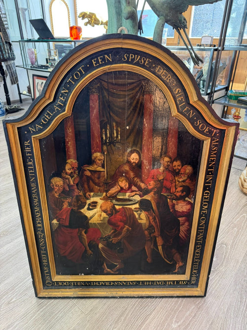 Gotisches Gemälde Altartafel 16 tes Jhdt das Letzte Abendmahl Gotik Öl auf Holz