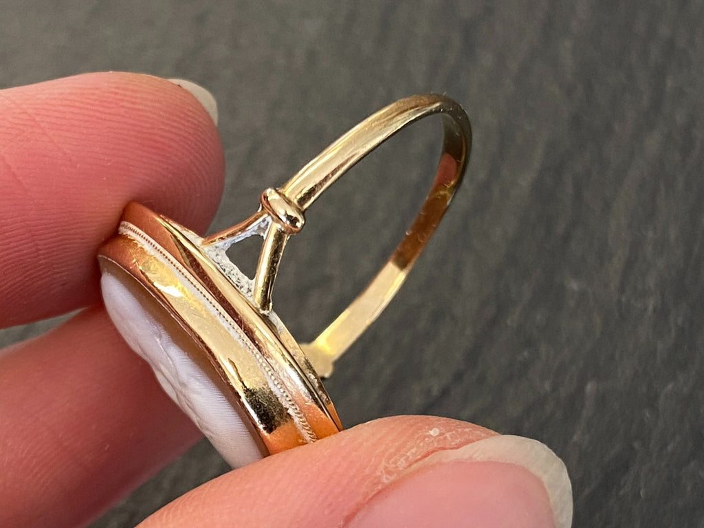 Alter Ring mit Gemme Grösse 60 Gelbgold 14kt Camee Ring Siegelring