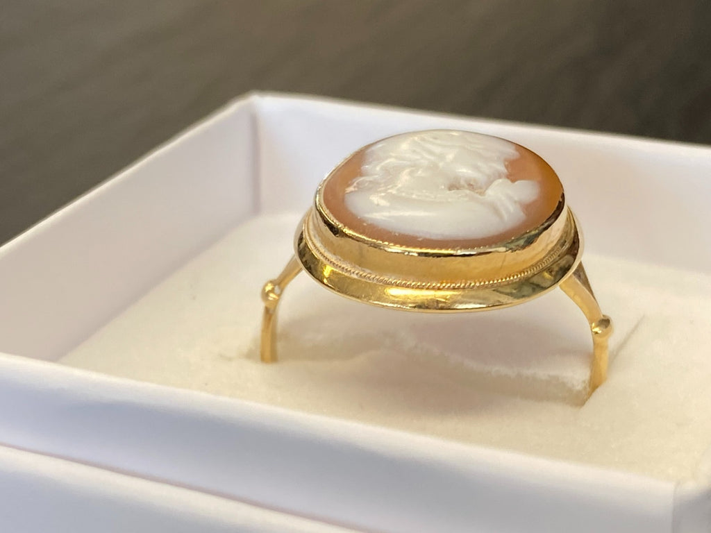Alter Ring mit Gemme Grösse 60 Gelbgold 14kt Camee Ring Siegelring