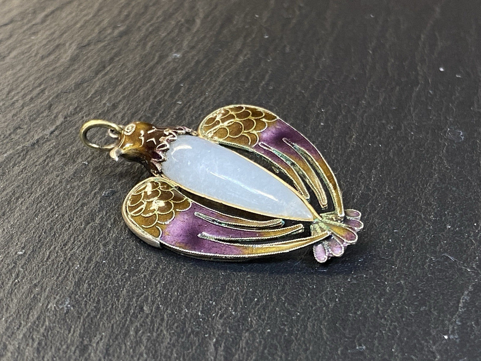 Anhänger Jugendstil Medaillon Adler Emaille antik Silber vergoldet