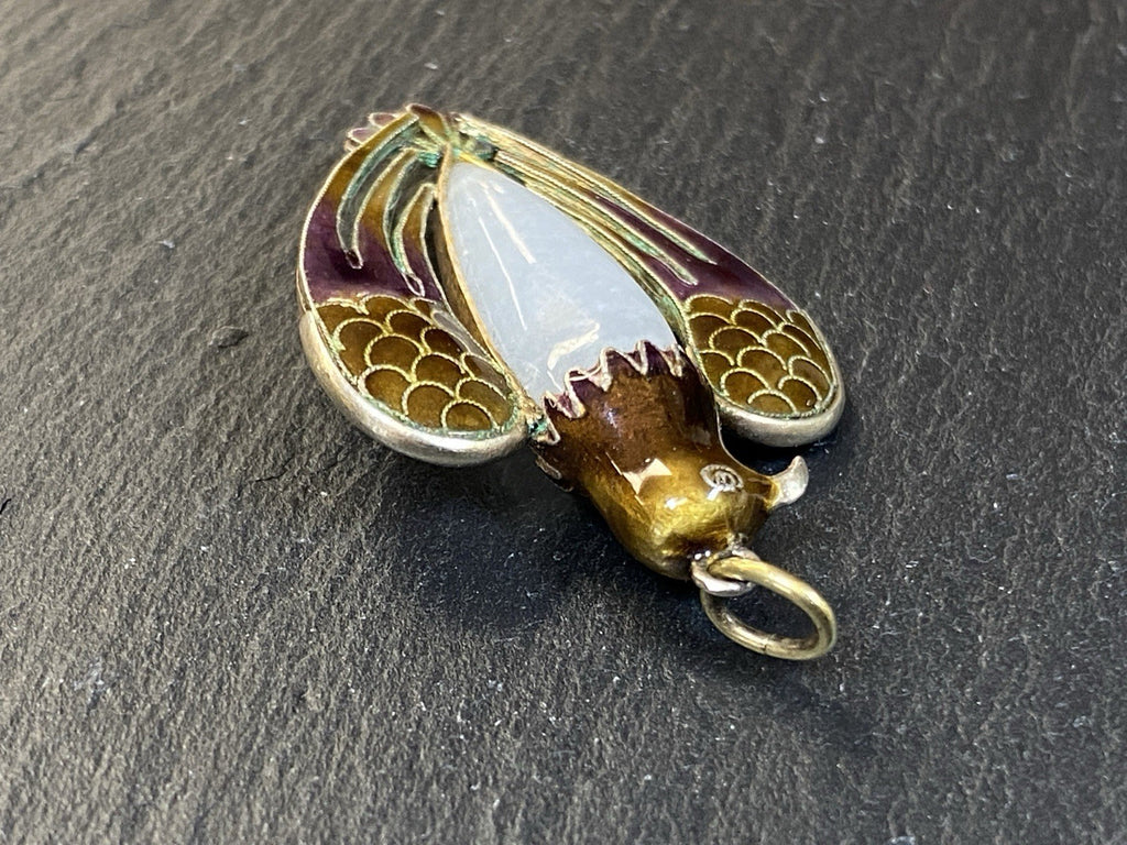 Anhänger Jugendstil Medaillon Adler Emaille antik Silber vergoldet