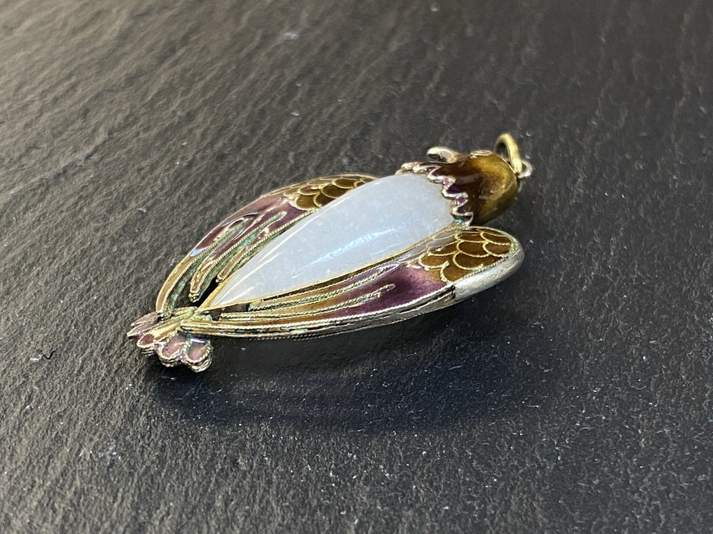Anhänger Jugendstil Medaillon Adler Emaille antik Silber vergoldet