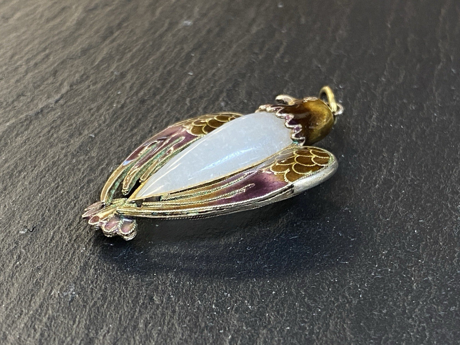 Anhänger Jugendstil Medaillon Adler Emaille antik Silber vergoldet