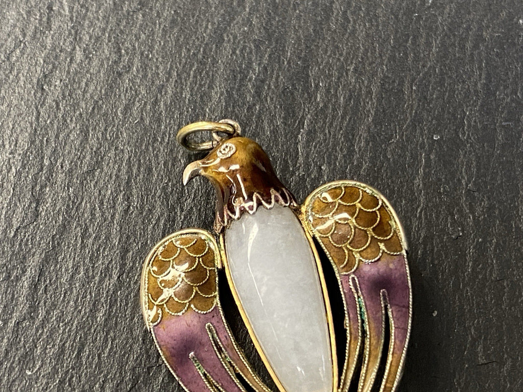 Anhänger Jugendstil Medaillon Adler Emaille antik Silber vergoldet