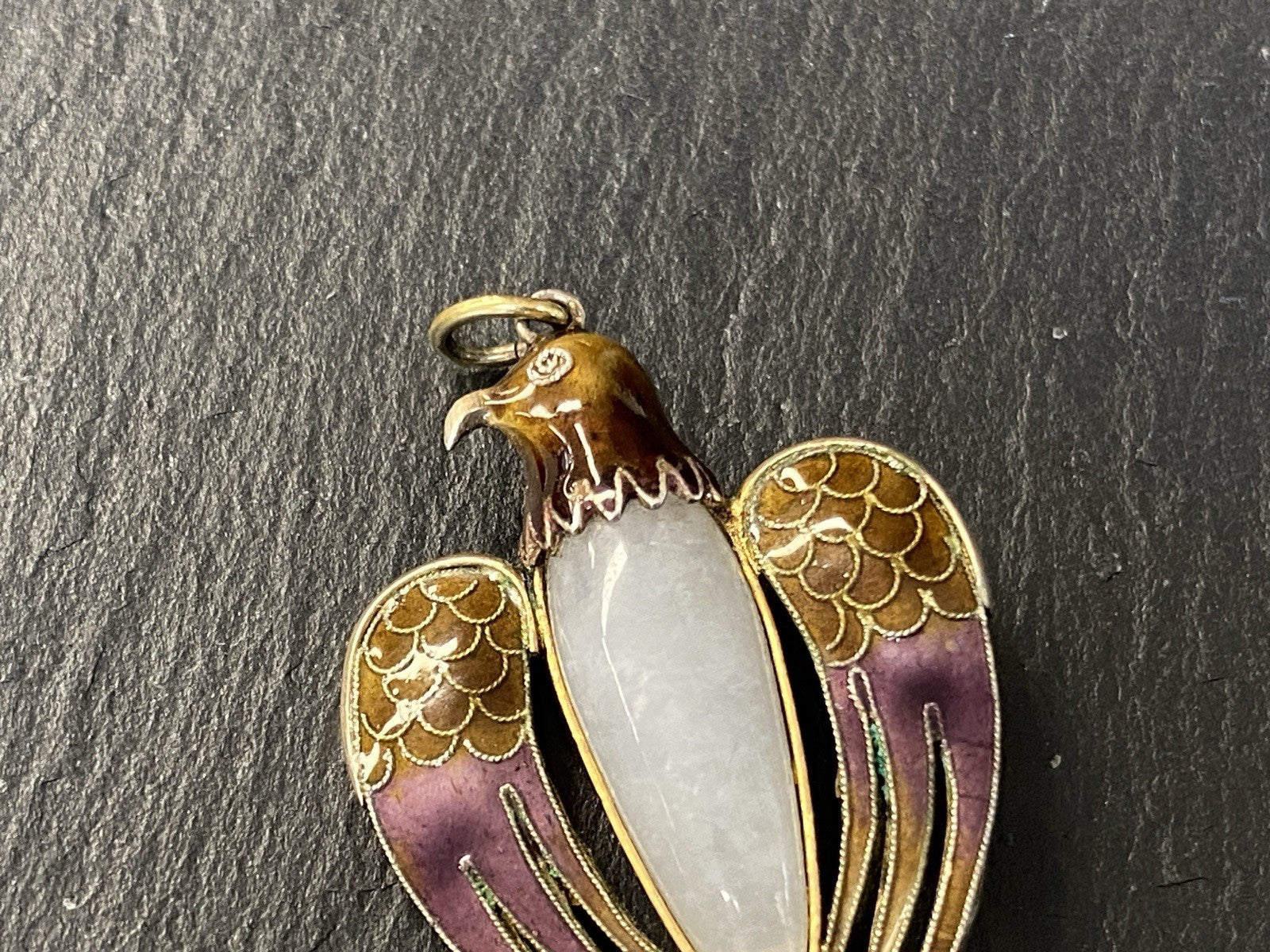 Anhänger Jugendstil Medaillon Adler Emaille antik Silber vergoldet