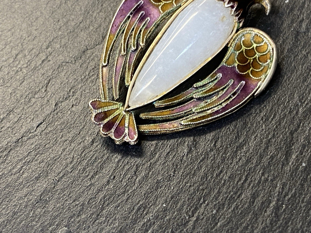 Anhänger Jugendstil Medaillon Adler Emaille antik Silber vergoldet