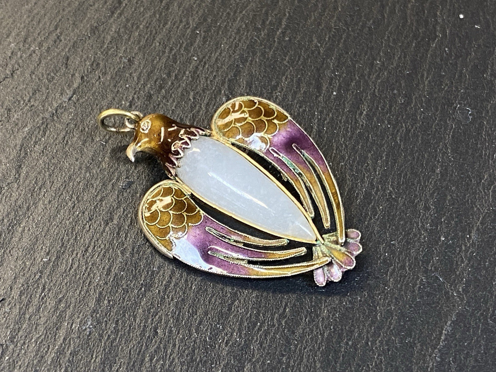 ANHÄNGER JUGENDSTIL MEDAILLON ADLER EMAILLE ANTIK SILBER VERGOLDET