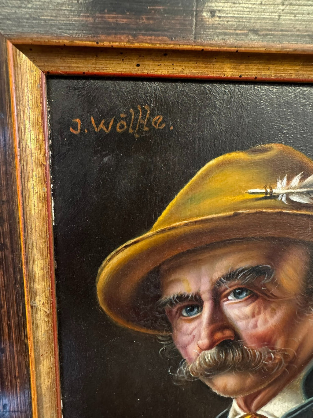 Inge Wolfle (1928) Ölgemälde Mann Portrait Tiroler Gemälde gerahmt