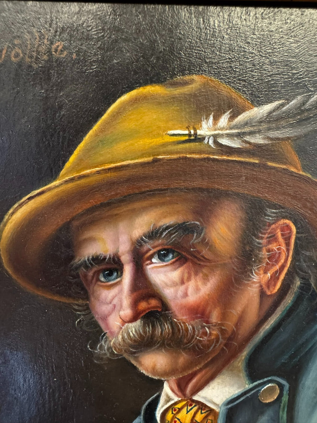 Inge Wolfle (1928) Ölgemälde Mann Portrait Tiroler Gemälde gerahmt