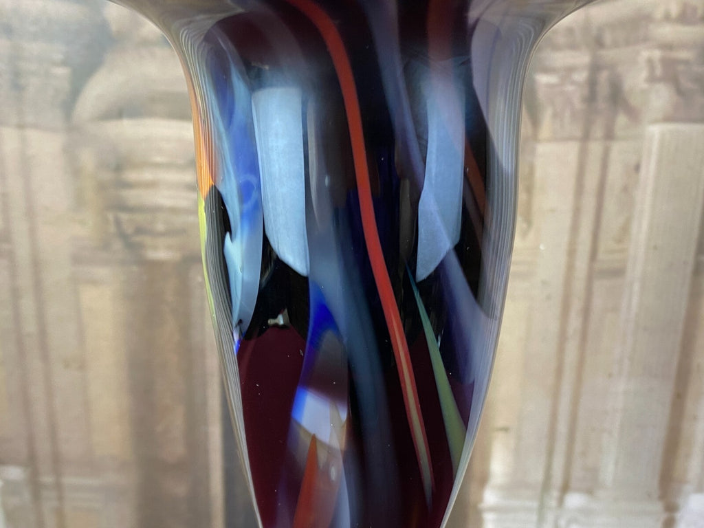 Grosse Künstler Glas Vase aus Glas signiert und datiert 1990 44cm