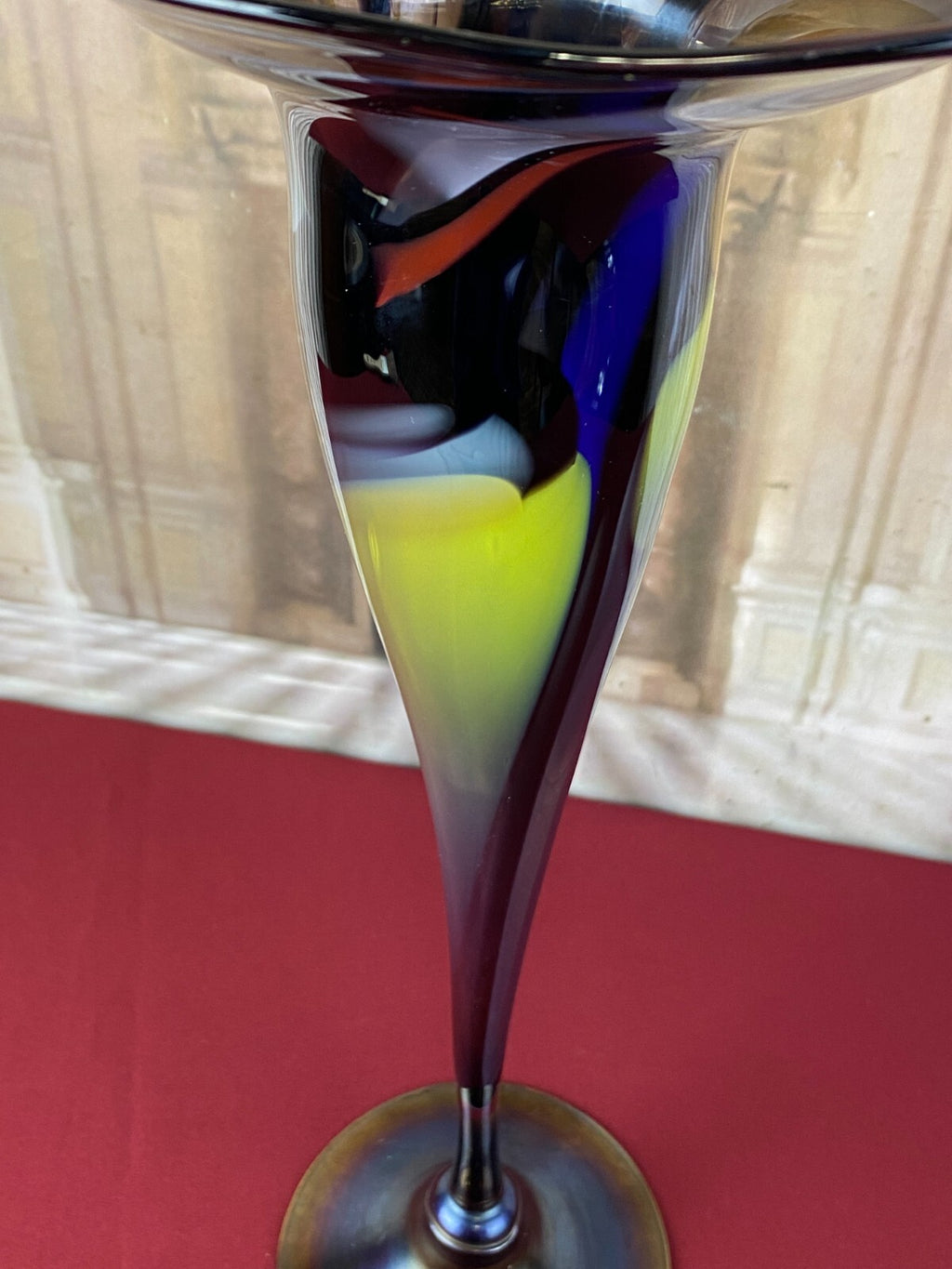 Grosse Künstler Glas Vase aus Glas signiert und datiert 1990 44cm