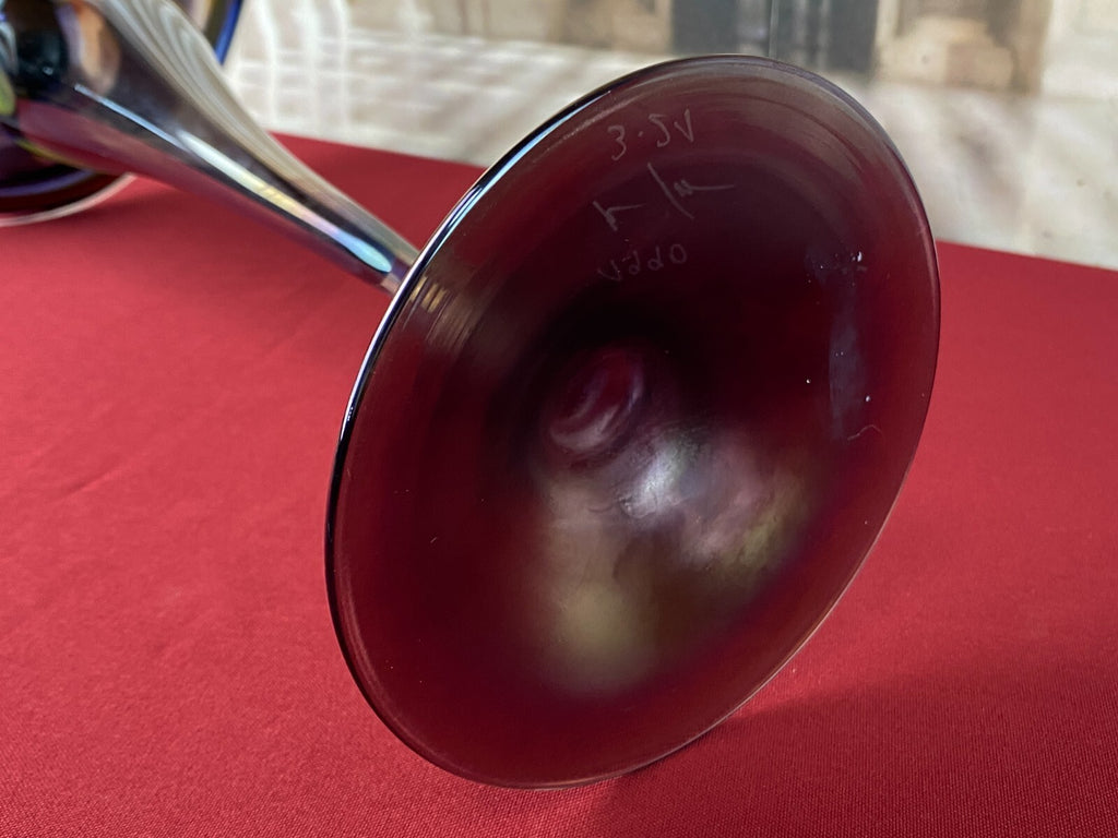 Grosse Künstler Glas Vase aus Glas signiert und datiert 1990 44cm